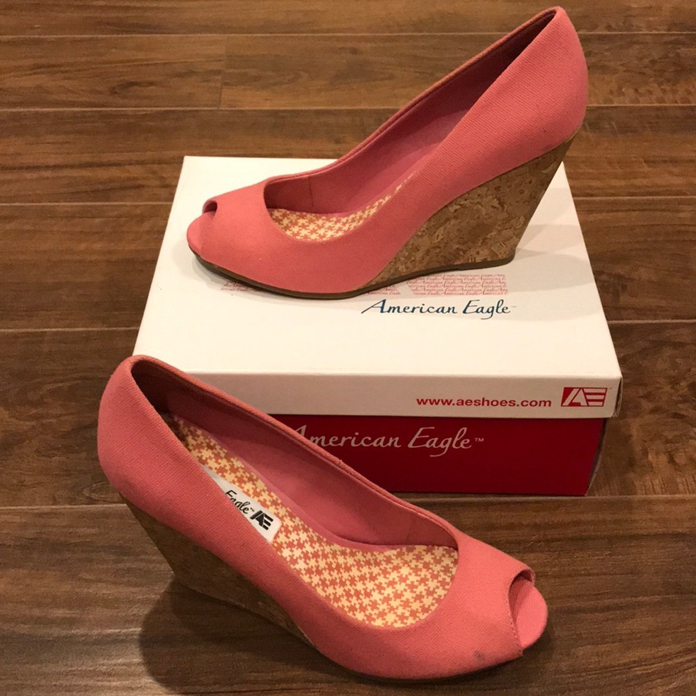 AE Pink Wedges w/Cork Heel